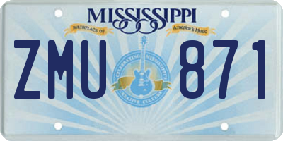 MS license plate ZMU871