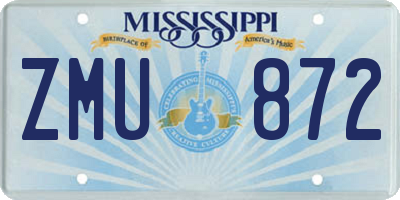 MS license plate ZMU872