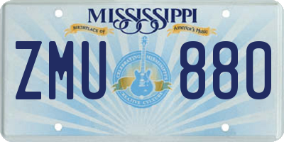 MS license plate ZMU880