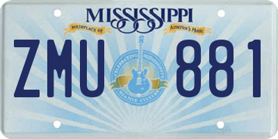 MS license plate ZMU881