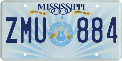 MS license plate ZMU884