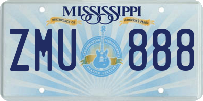 MS license plate ZMU888