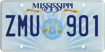 MS license plate ZMU901