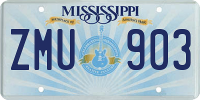 MS license plate ZMU903