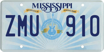 MS license plate ZMU910