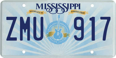 MS license plate ZMU917