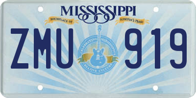 MS license plate ZMU919