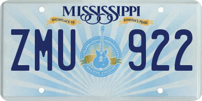 MS license plate ZMU922