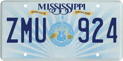 MS license plate ZMU924