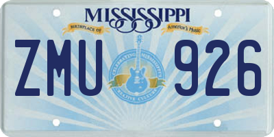 MS license plate ZMU926