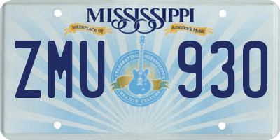 MS license plate ZMU930