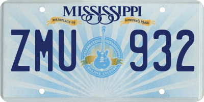 MS license plate ZMU932