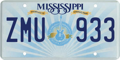 MS license plate ZMU933