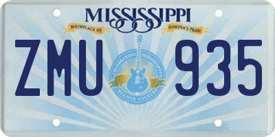 MS license plate ZMU935