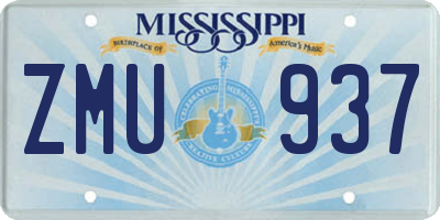 MS license plate ZMU937