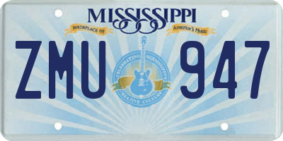 MS license plate ZMU947