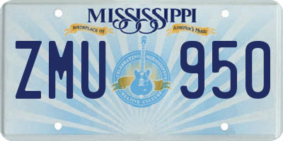 MS license plate ZMU950