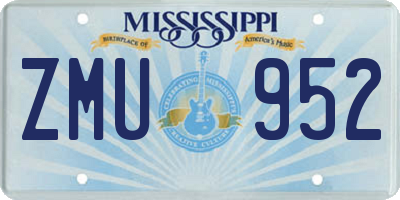 MS license plate ZMU952