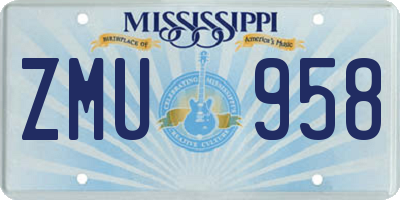 MS license plate ZMU958
