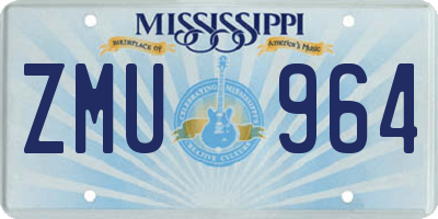MS license plate ZMU964