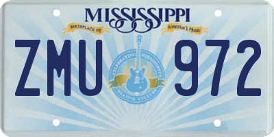 MS license plate ZMU972