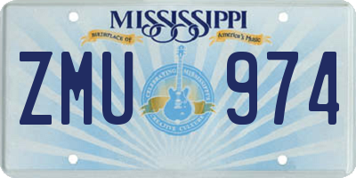MS license plate ZMU974