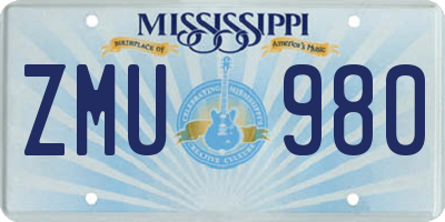 MS license plate ZMU980