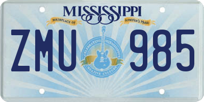 MS license plate ZMU985