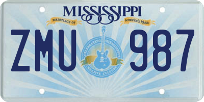 MS license plate ZMU987