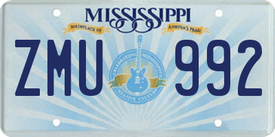 MS license plate ZMU992
