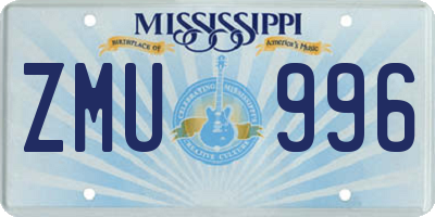 MS license plate ZMU996