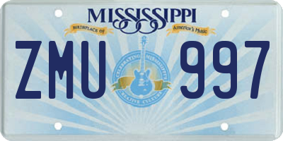 MS license plate ZMU997