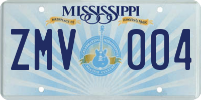 MS license plate ZMV004