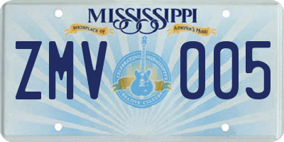MS license plate ZMV005