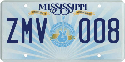 MS license plate ZMV008