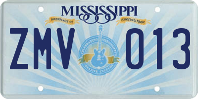 MS license plate ZMV013