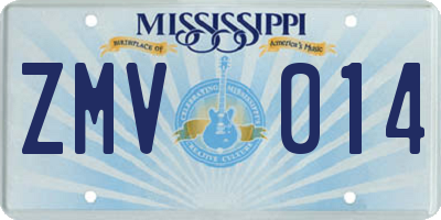 MS license plate ZMV014