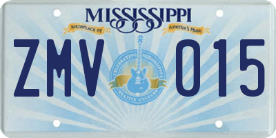 MS license plate ZMV015
