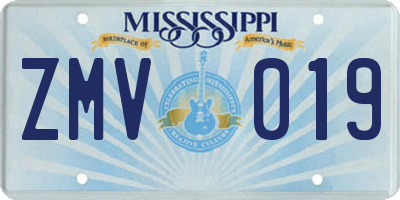 MS license plate ZMV019