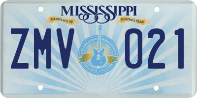 MS license plate ZMV021