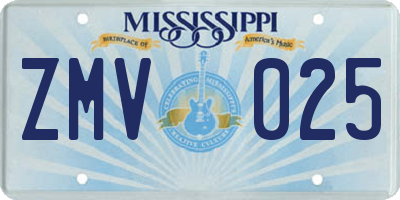 MS license plate ZMV025