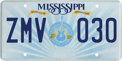 MS license plate ZMV030