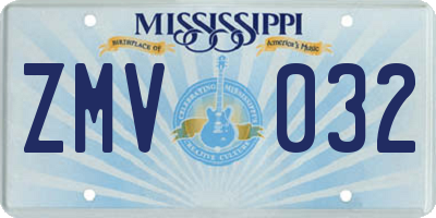 MS license plate ZMV032