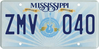 MS license plate ZMV040