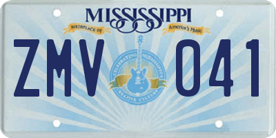 MS license plate ZMV041
