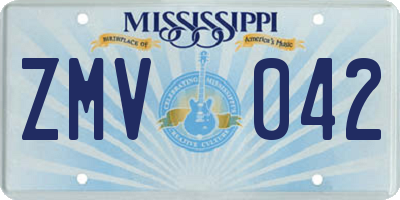 MS license plate ZMV042