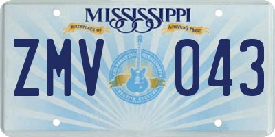 MS license plate ZMV043