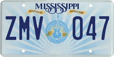 MS license plate ZMV047