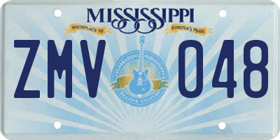 MS license plate ZMV048