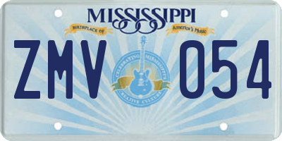 MS license plate ZMV054